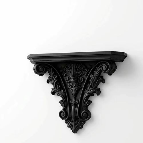 Estantería flotante gótica impresa en 3D, decoración de pared tallada creativa, soporte retro para plantas para sala de estar y decoración interior