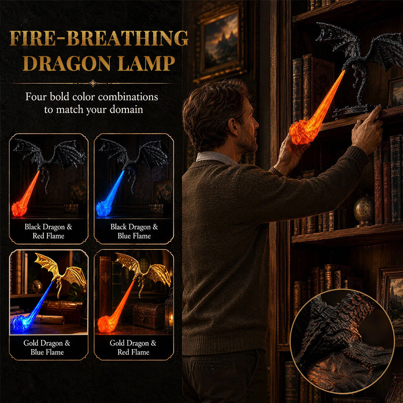 3D Dragon Bookshelf Light with Fire...