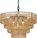 6-Light Dining Room Light Fixture, Wicker...