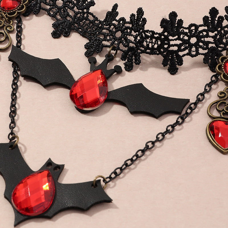 Halloween Bat Lace Necklace