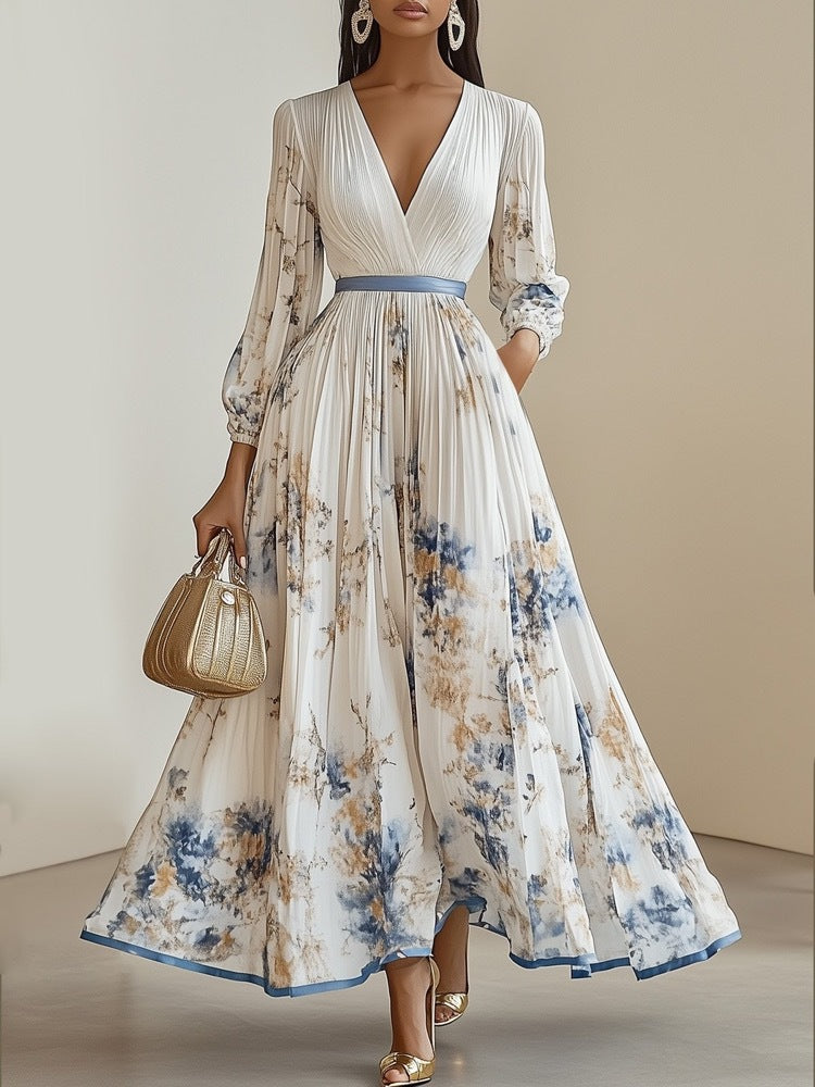 Robe longue à encolure en V