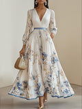 Robe longue à encolure en V