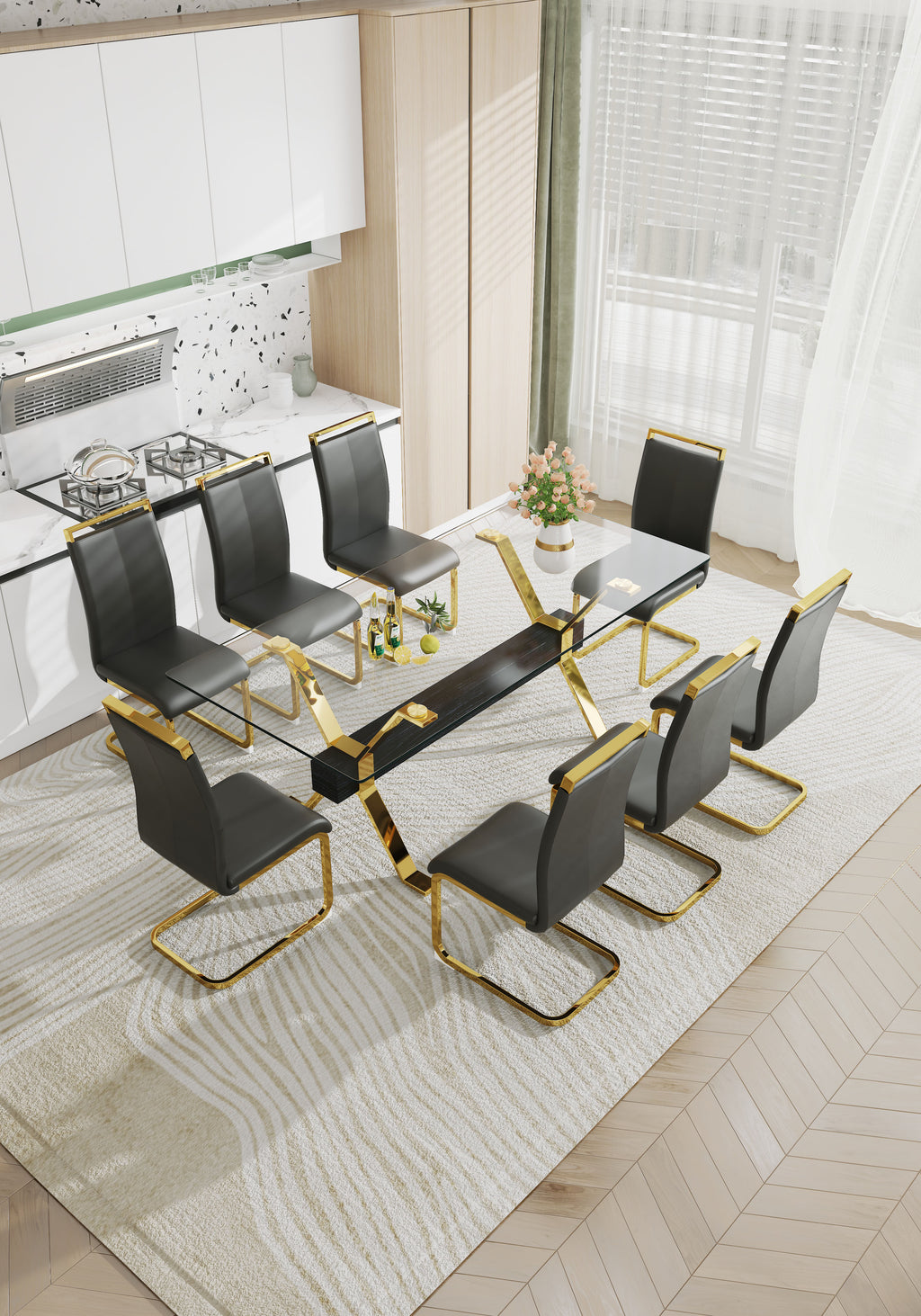 Dining table Modern tempered glass