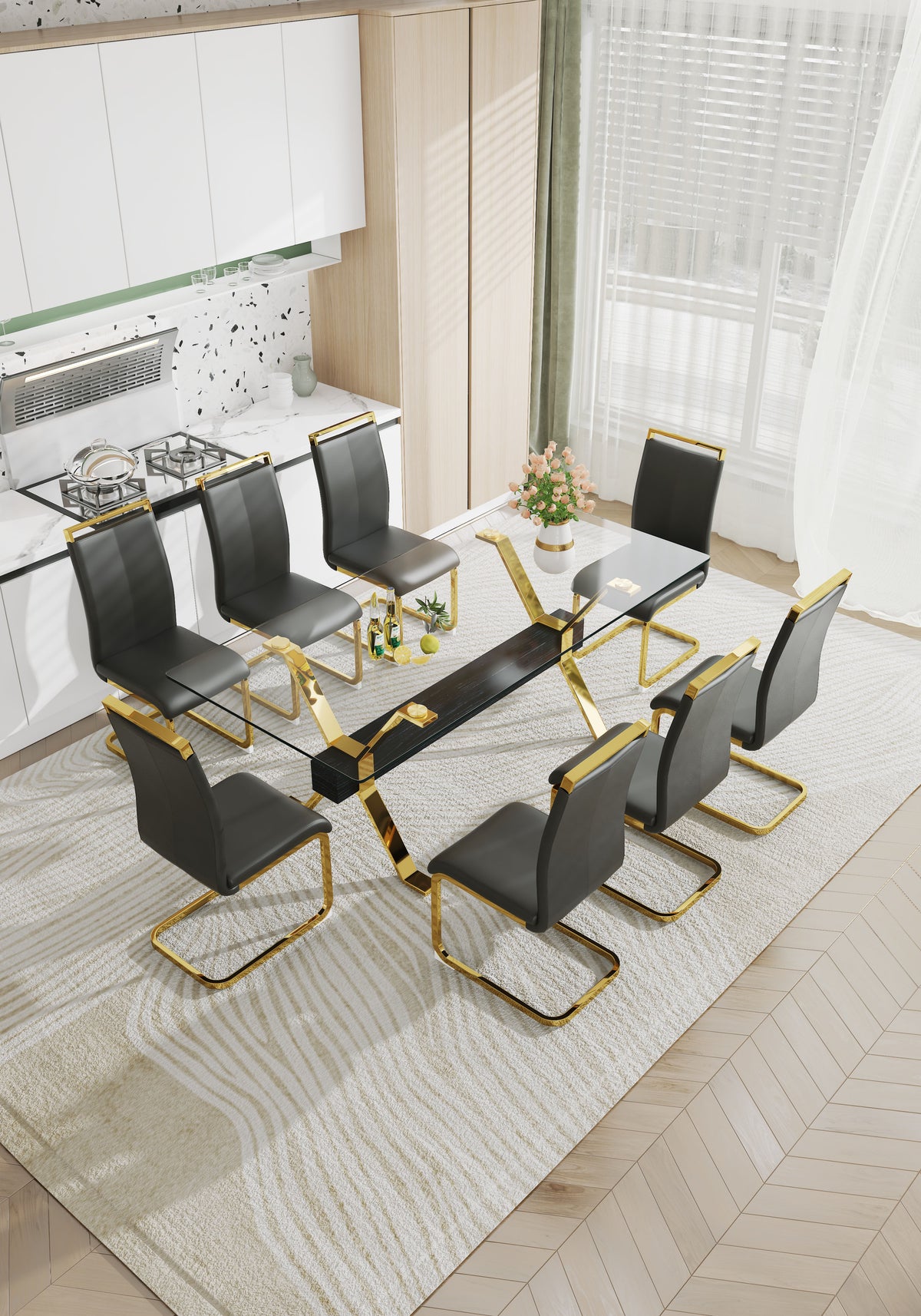 Dining table Modern tempered glass