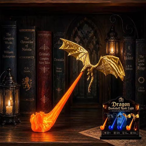 3D Dragon Bookshelf Light with Fire...