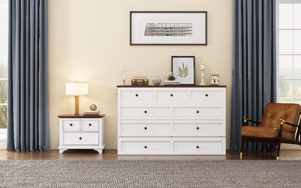 Solid Pine Murphy Bed Chest with Charging...