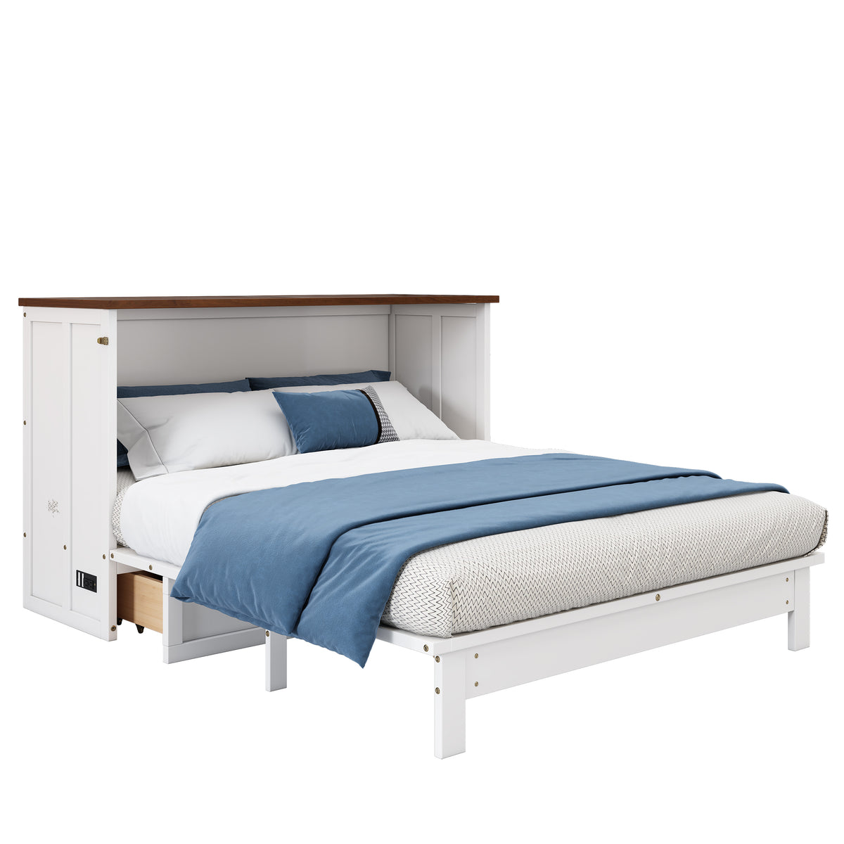 Solid Pine Murphy Bed Chest with Charging...