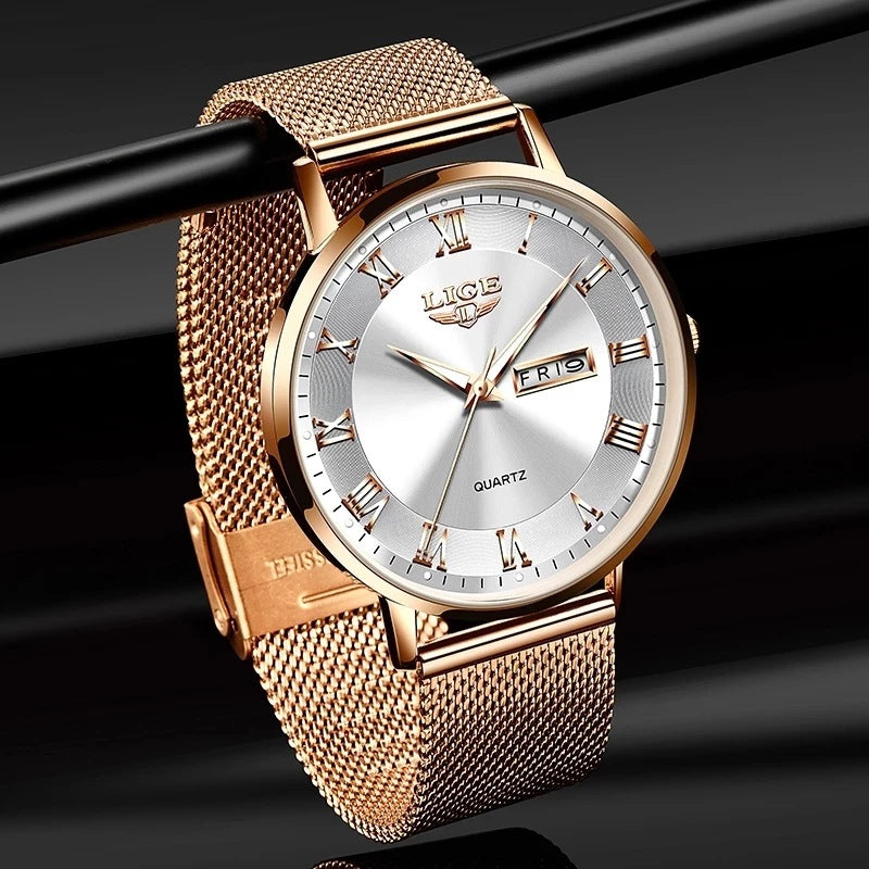 LIGE Ultra Thin Ladies Quartz Watch Classic