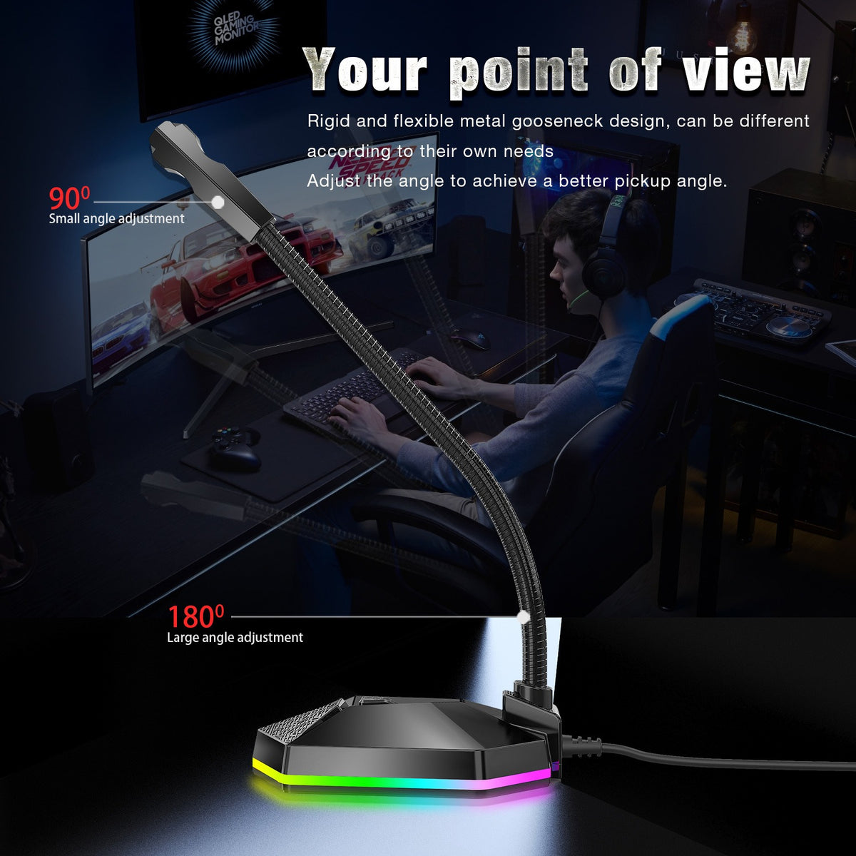 New microphone RGB luminous bendable USB