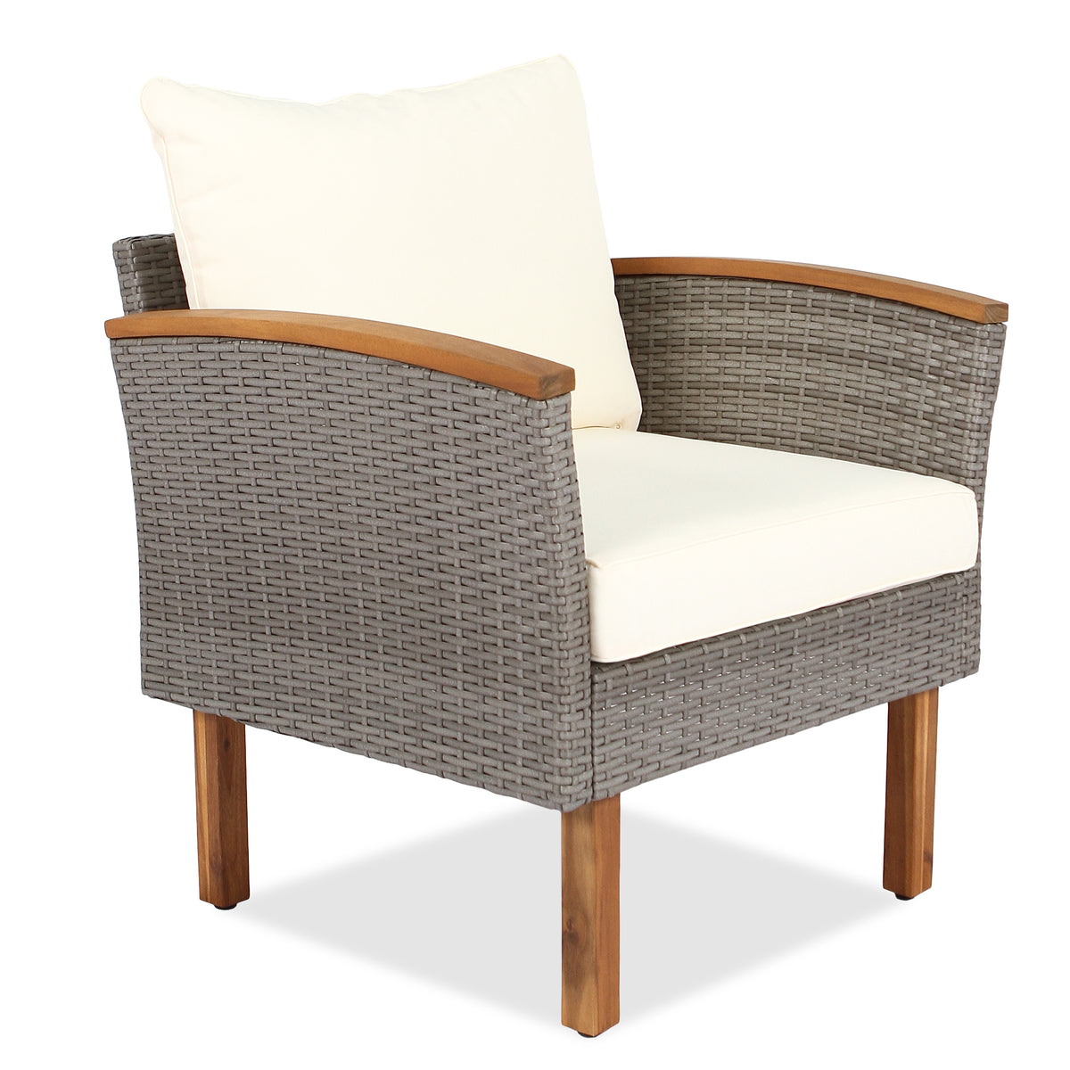9-piece Patio rattan furniture set with Acacia...