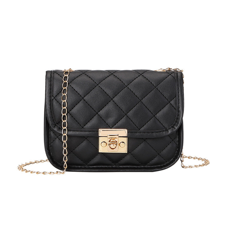 Small square embroidered diamond grid women's bag