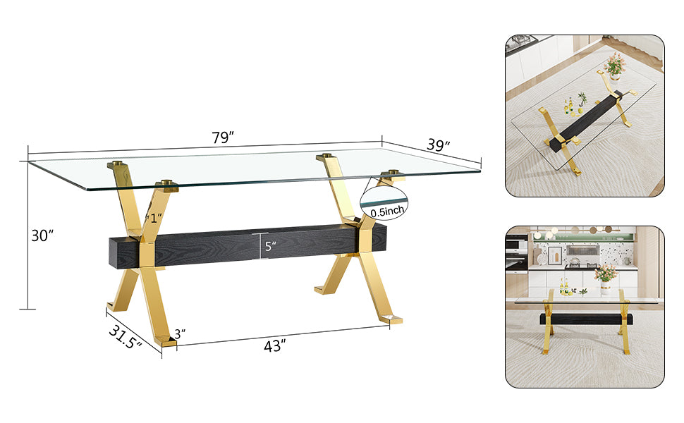 Dining table Modern tempered glass
