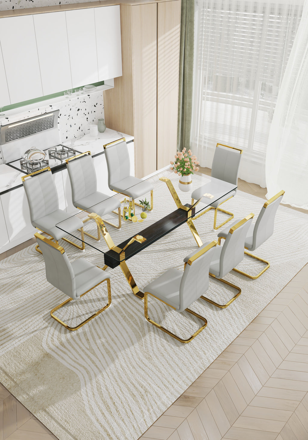 Dining table Modern tempered glass