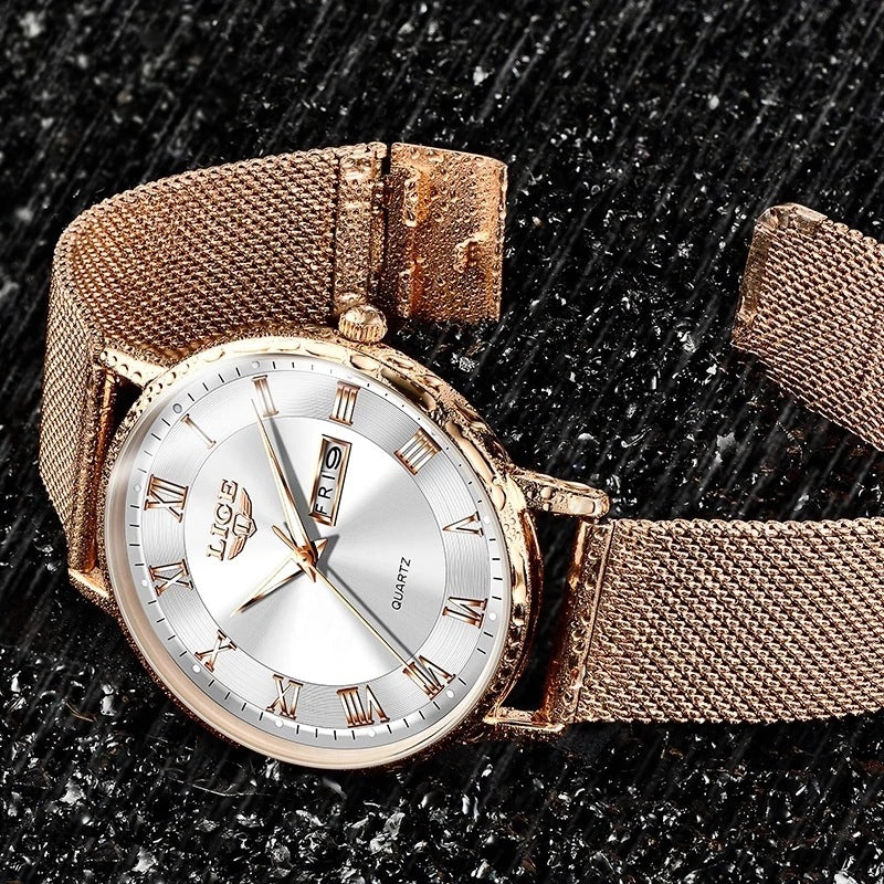 LIGE Ultra Thin Ladies Quartz Watch Classic