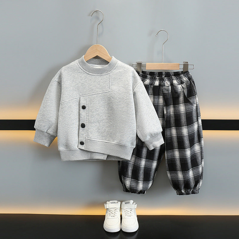 Boys Spring Autumn Casual Sweatshirt Set Two...