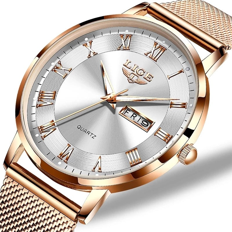 LIGE Ultra Thin Ladies Quartz Watch Classic