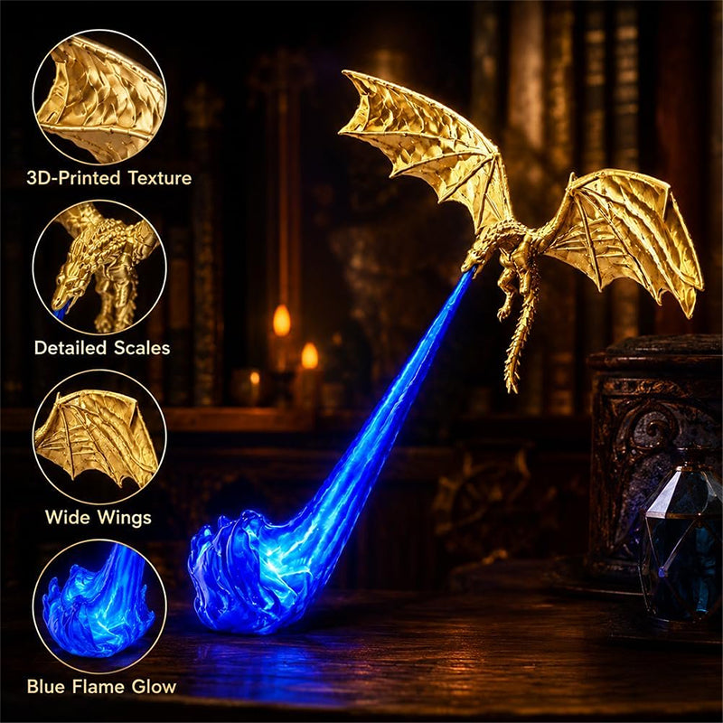 3D Dragon Bookshelf Light with Fire...