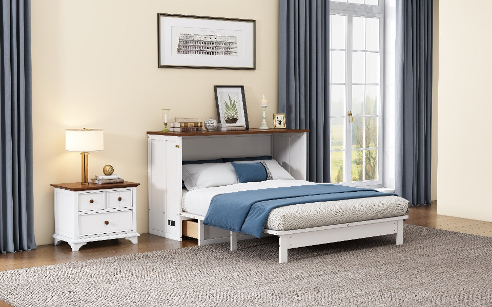 Solid Pine Murphy Bed Chest with Charging...
