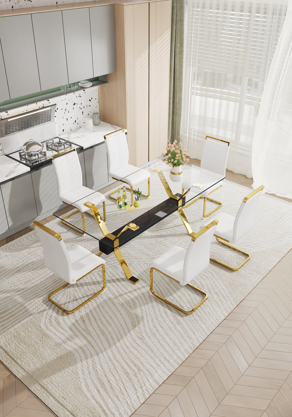 Dining table Modern tempered glass