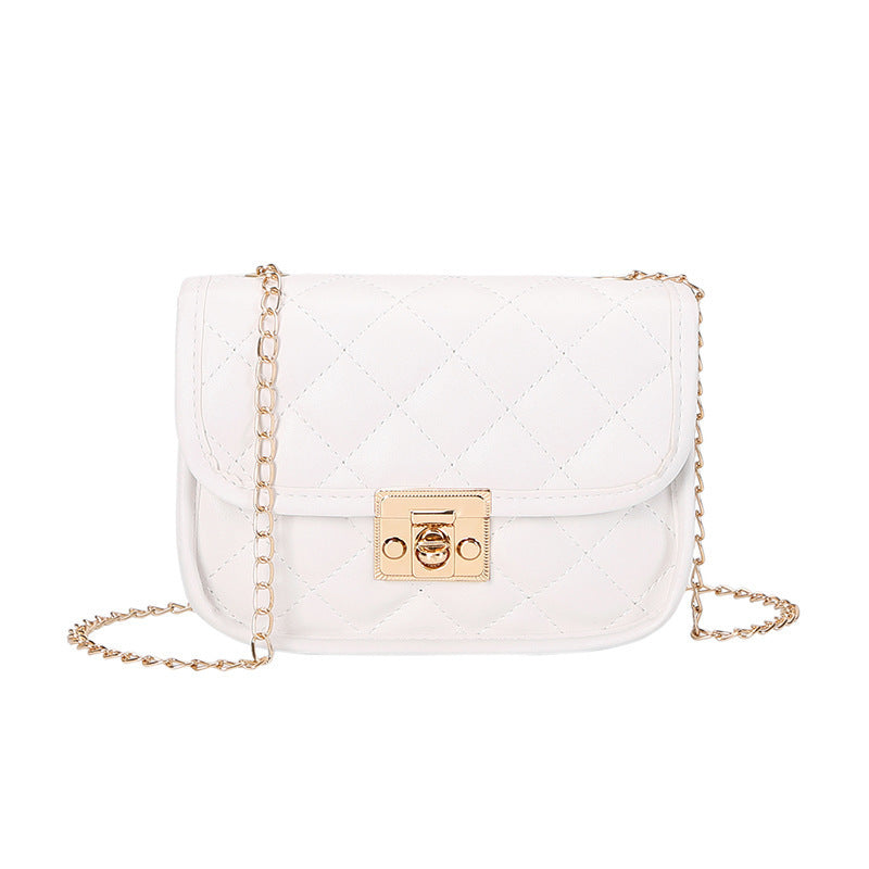 Small square embroidered diamond grid women's bag