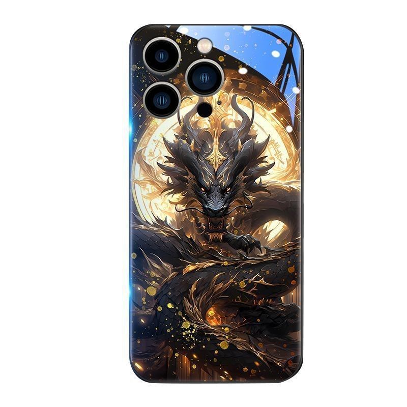 Applicable to China-Chic Zhaocai Dragon Apple glass phone case