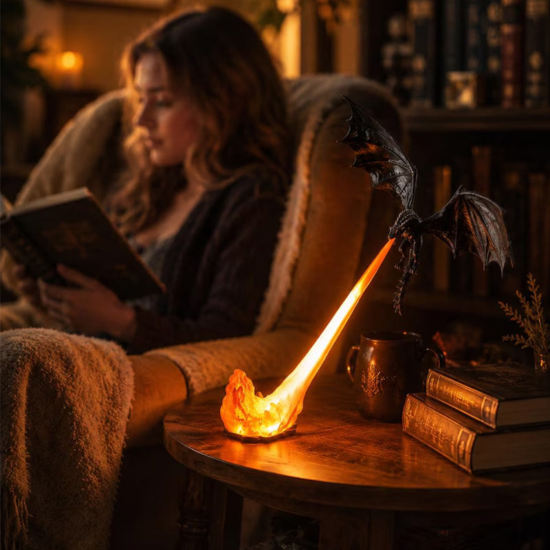 3D Dragon Bookshelf Light with Fire...