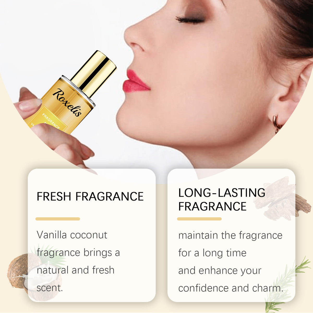 Roxelis Vanilla Coconut Fragrance Spray Long Lasting Fragrance Refreshing Body Spray Floral Fruity Fragrance Refreshing Body Fragrance