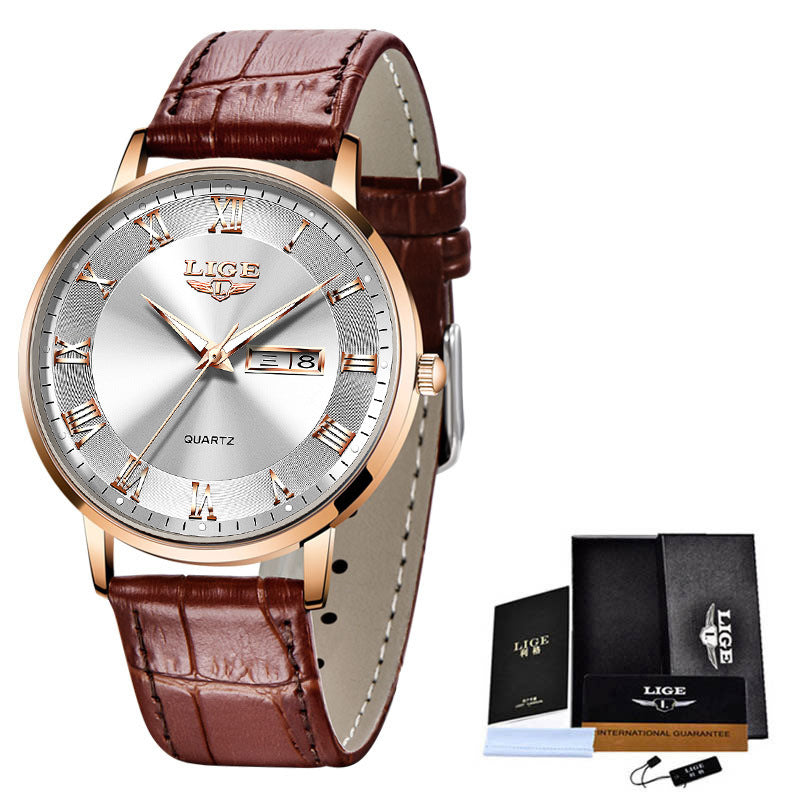 LIGE Ultra Thin Ladies Quartz Watch Classic