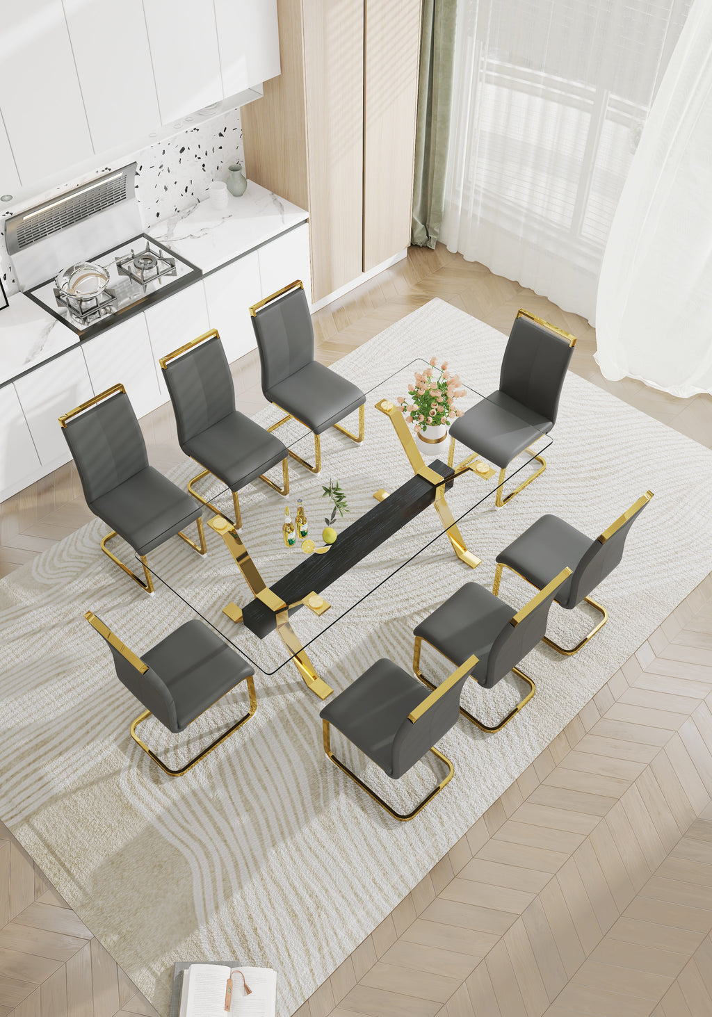 Dining table Modern tempered glass