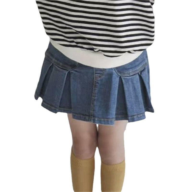 Girls' denim shorts with faux skirt