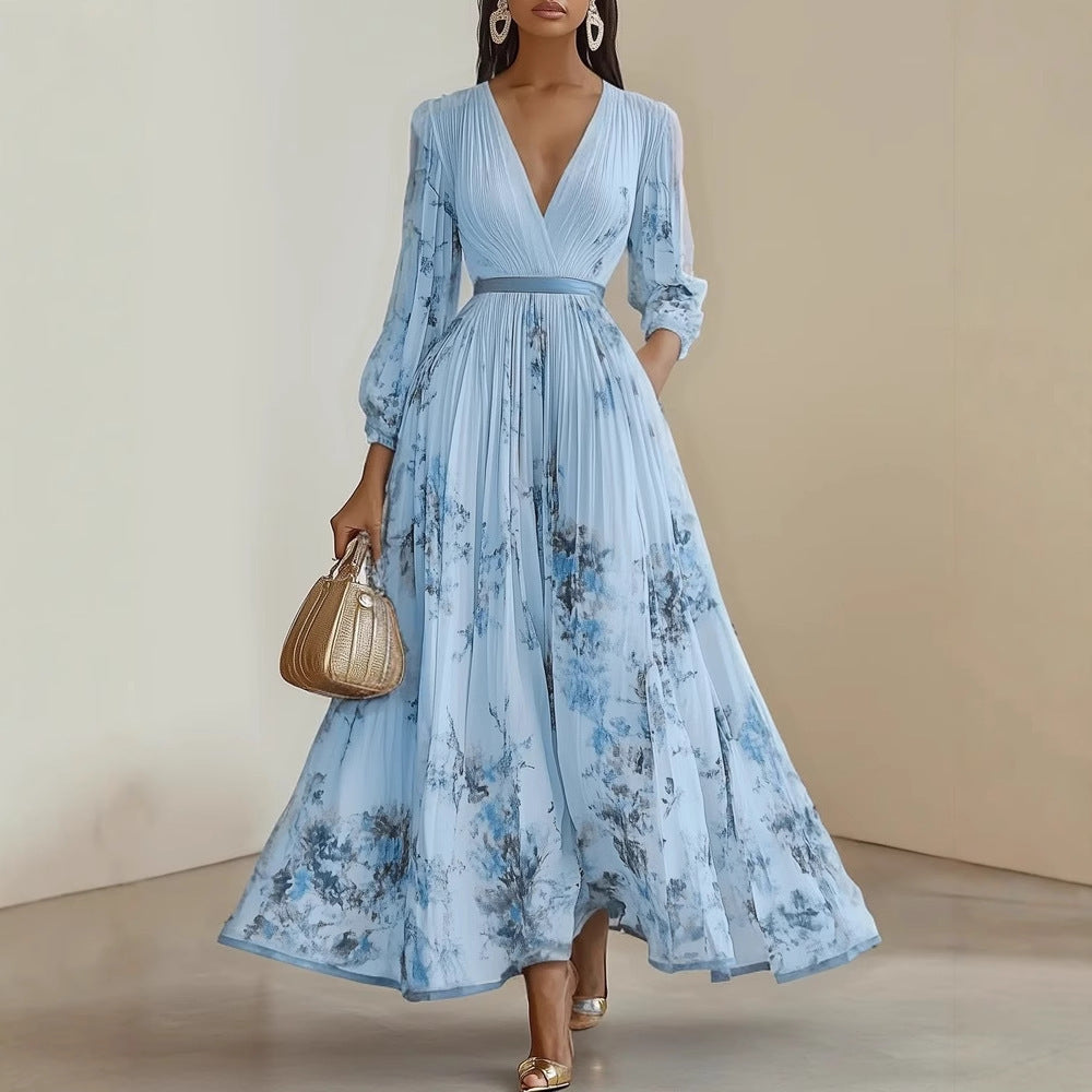 Robe longue à encolure en V