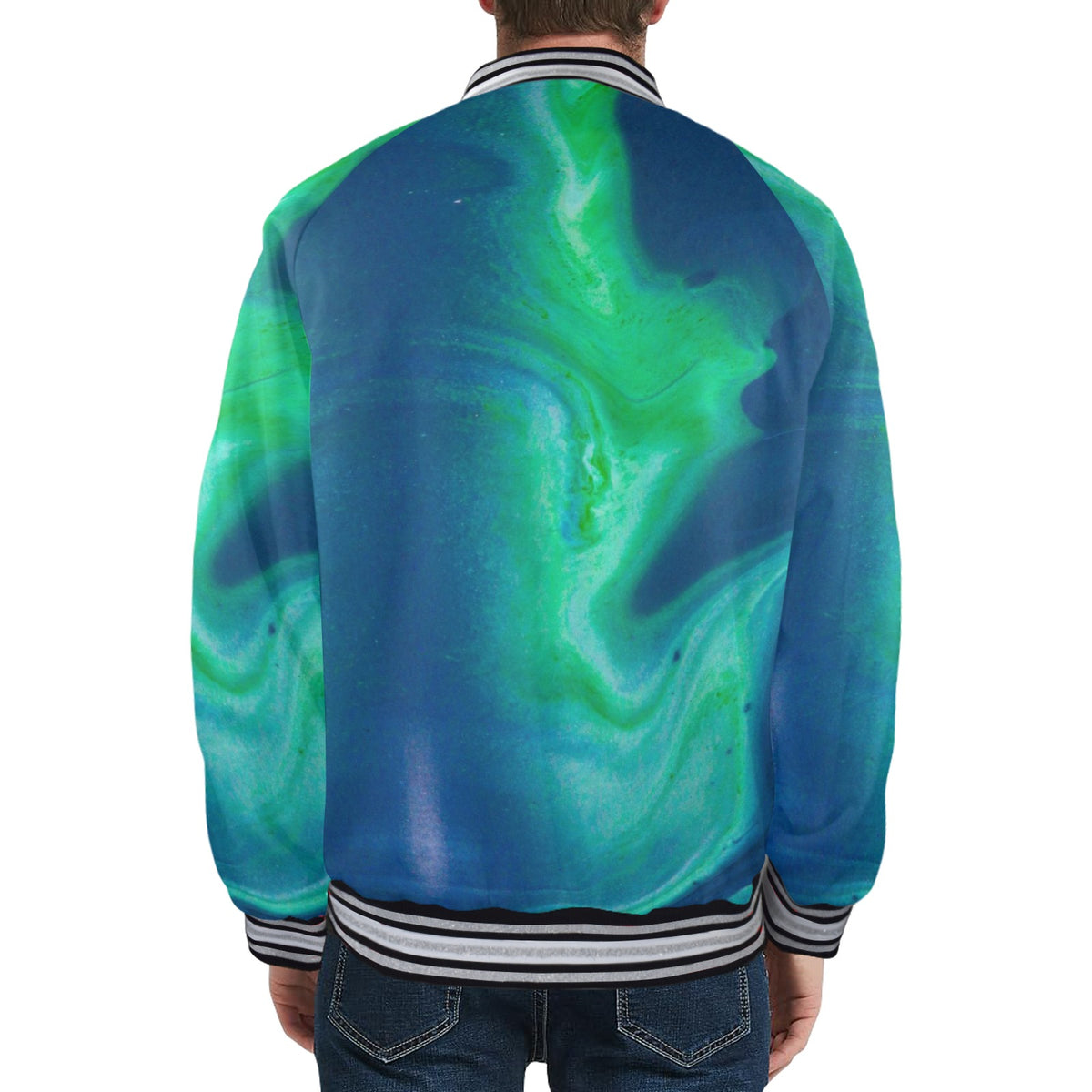 New Men's Striped Trim Bomber Jacket